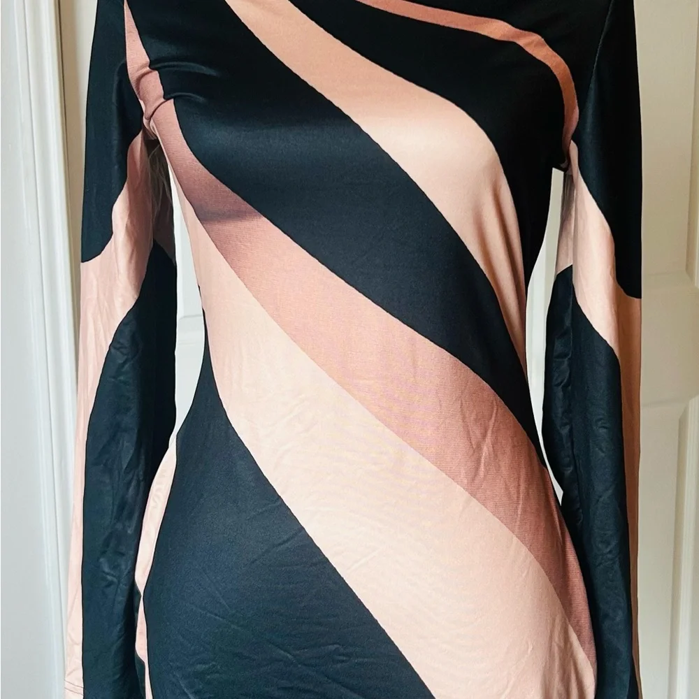 NWT SHEIN Black and Tan‎ Striped Dress